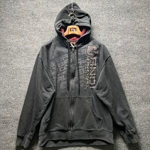 Vintage AND1 Hoodie Mens Large Black Full Zip Basketball Graphic Waffle Hood
